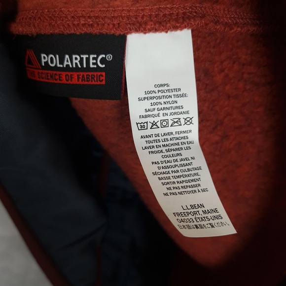 LL Bean Polartec Thermal Fleece Jacket Womens L Petite Rust Orange Zip Gorpcore - Picture 15 of 16